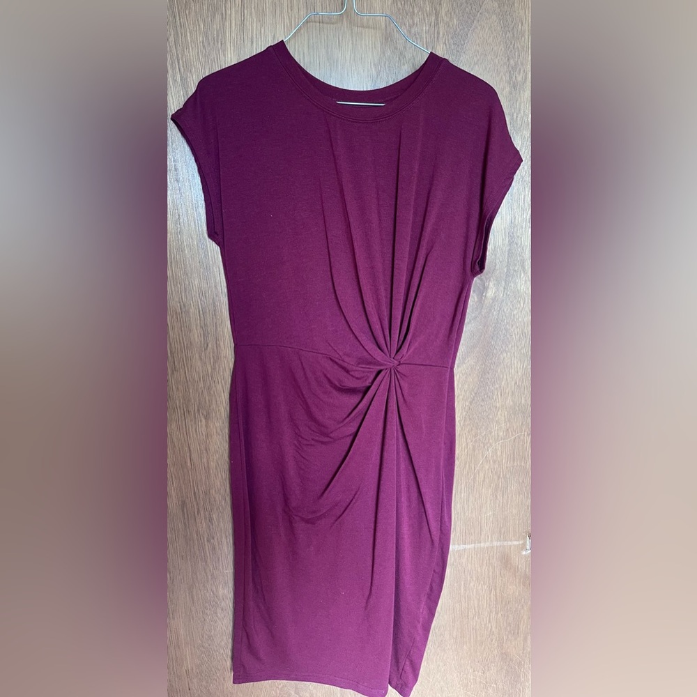 SHEIN Purple Sheath Midi Dress with Cap Sleeves